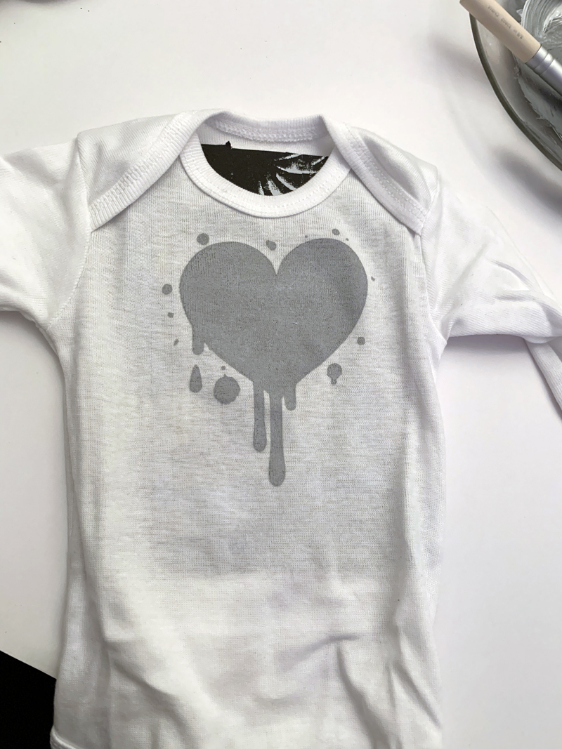 Heart Dripping Stencil Stenciled Onesie