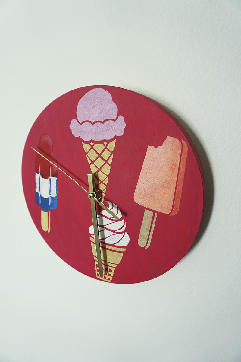 Ice Cream Stencil Set Stenciled Wood Clock