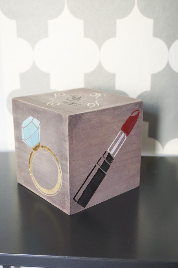 Stenciled Diva Stencil Wood Cube