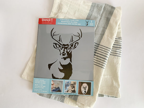 Learn How To Stencil an Antlered Deer stencil on a Dish Towel | Stencil 1