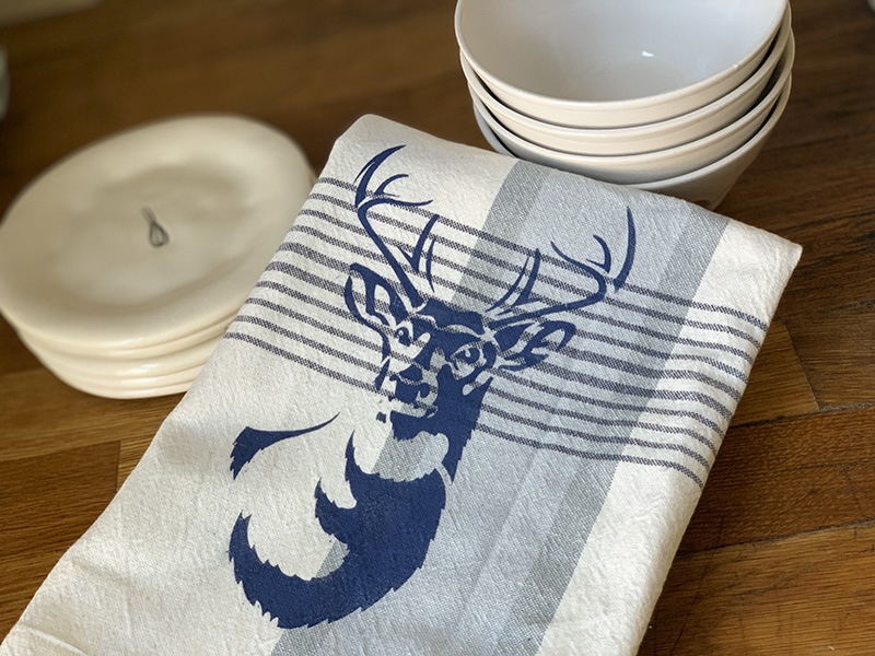 Stenciled dish towel