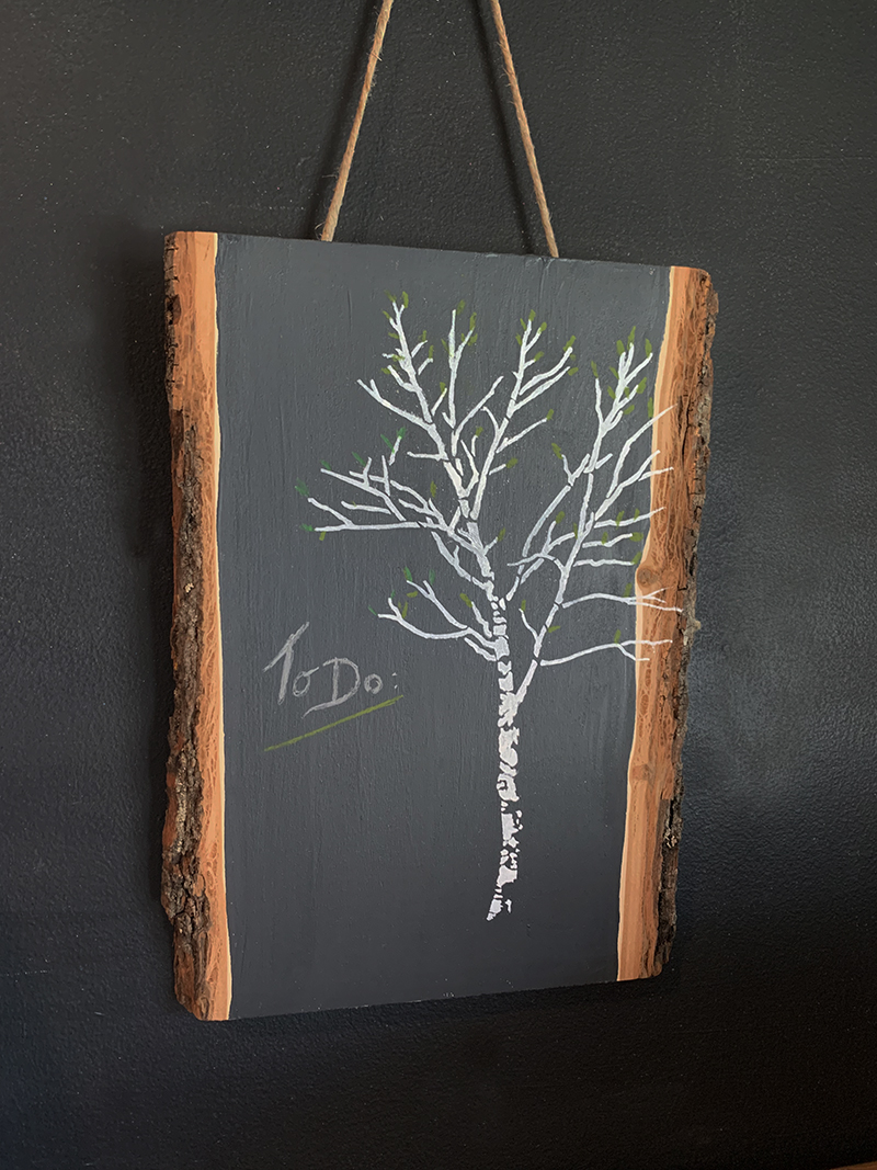 Birch Tree Stenciled Wood Slab