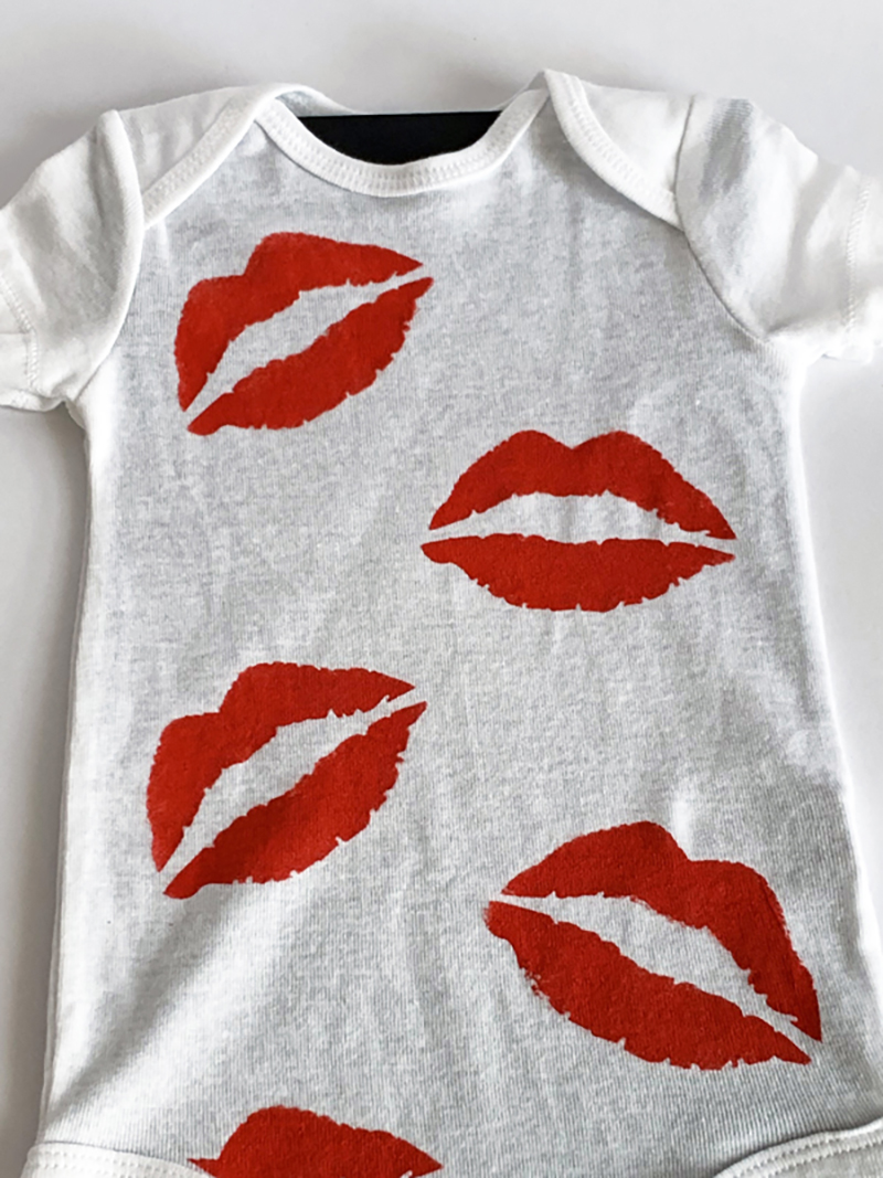 Kiss Stencil Stenciled Onesie