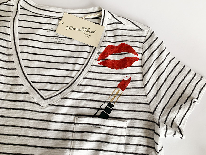 Diva Stencil Stenciled Striped Shirt