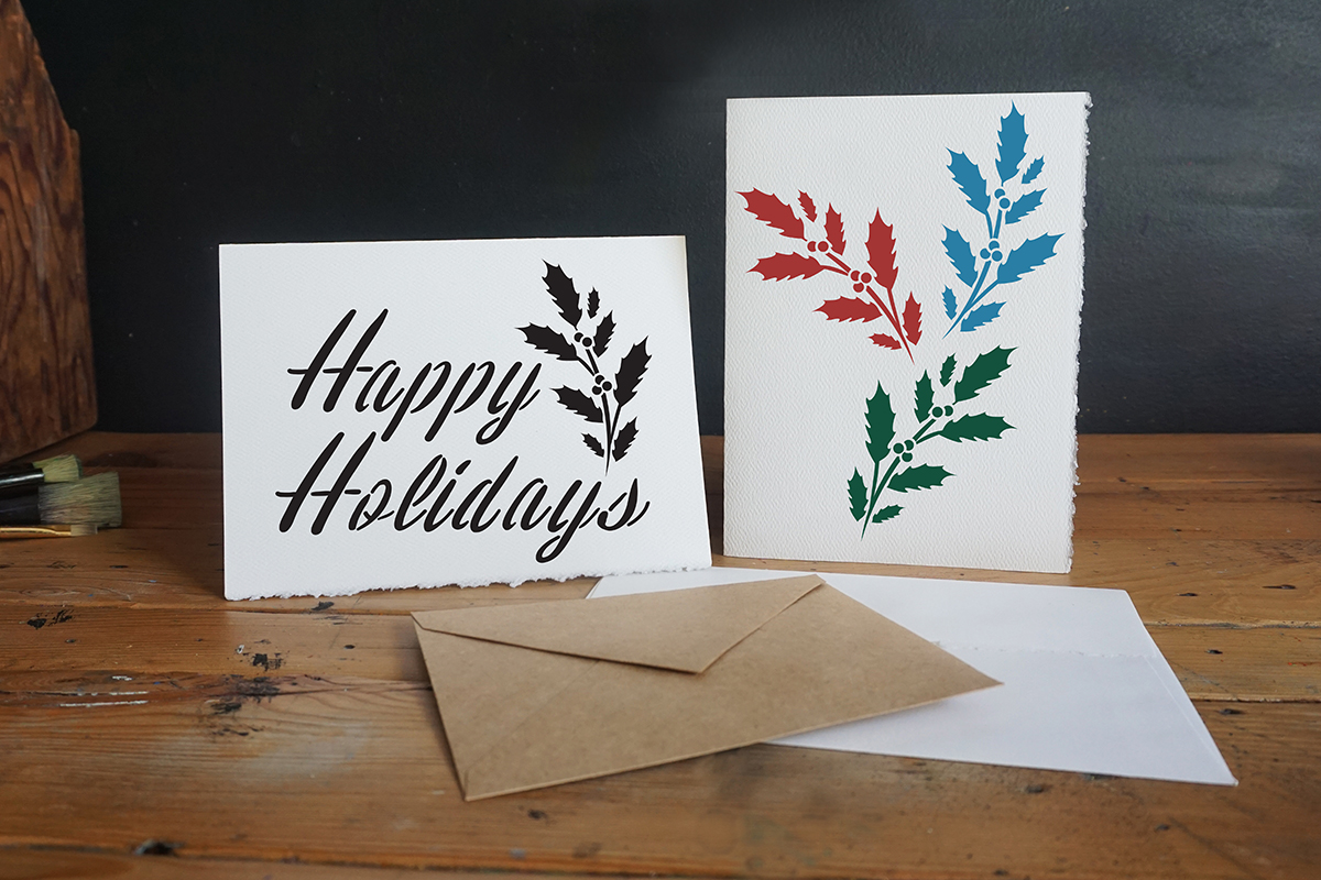 Happy Holidays Stencil Small Stenciled Cards