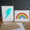 Rainbow, Unicorn Stencil 4-pack Stenciled Cards