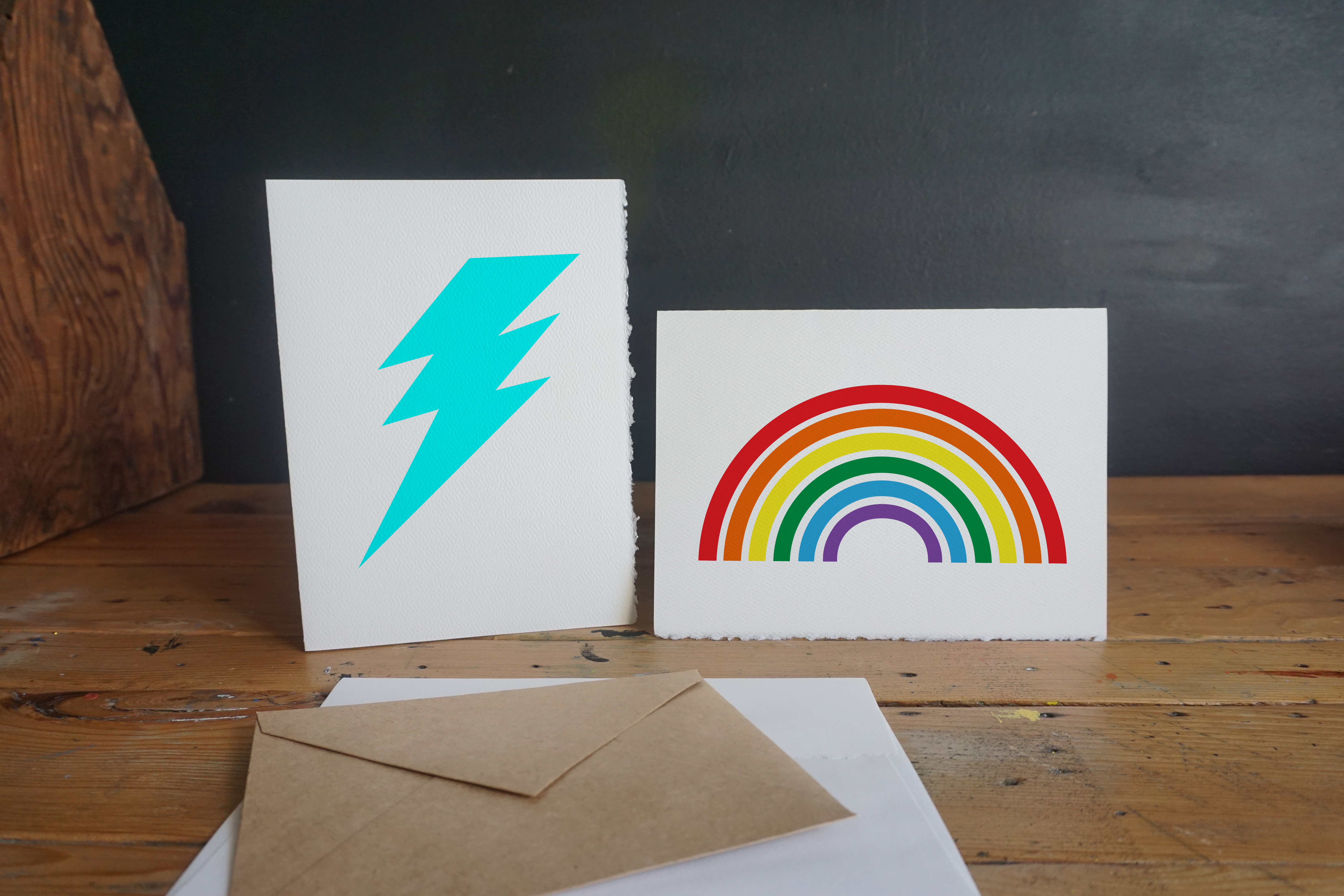 Rainbow, Unicorn Stencil 4-pack Stenciled Cards