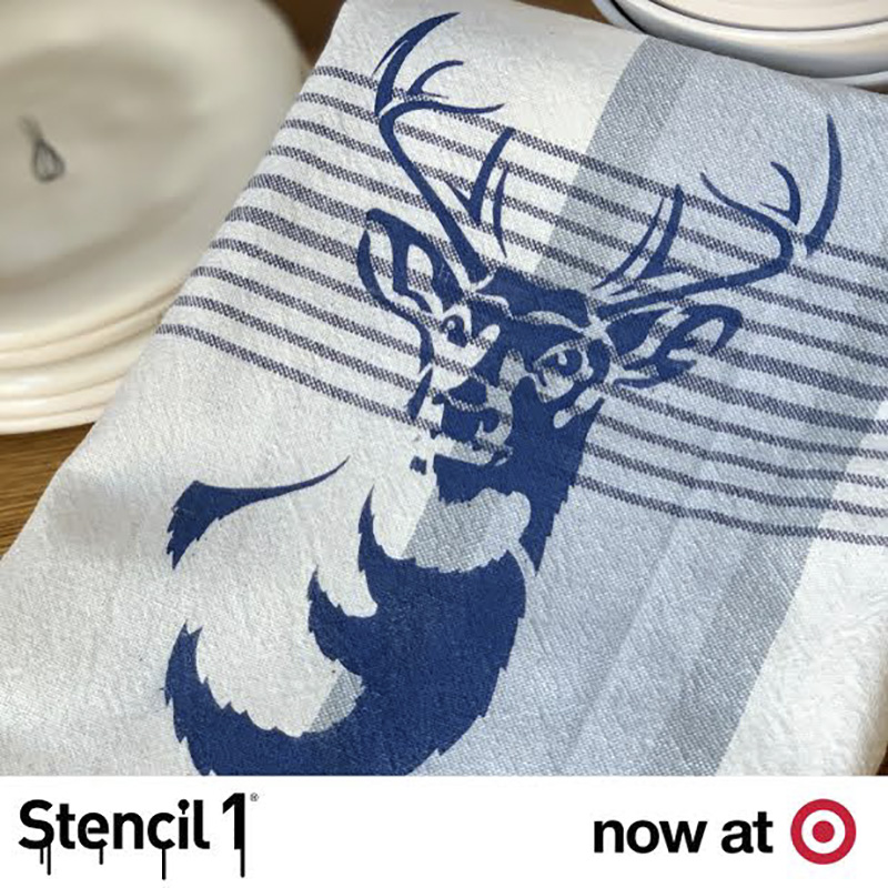 Antlered Deer Stencil Stenciled Towel Target