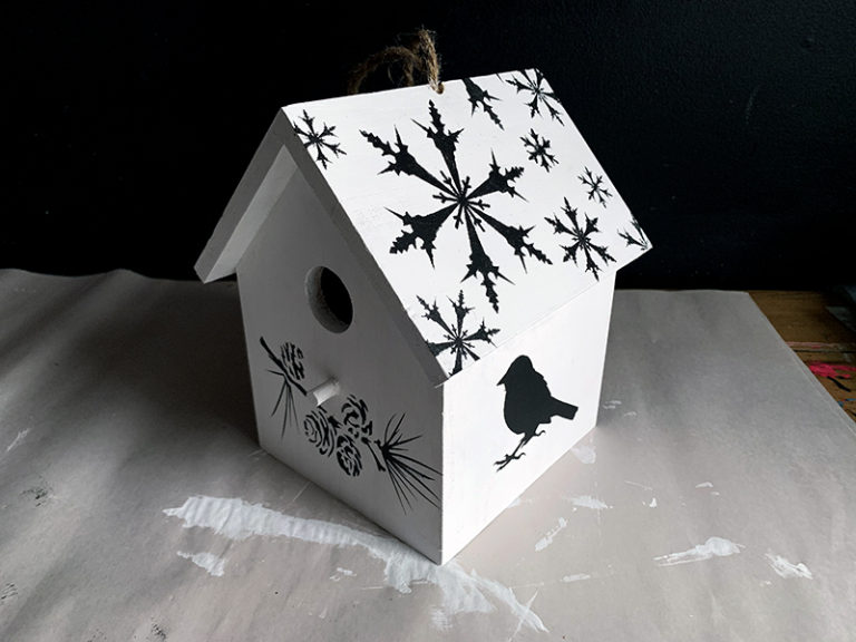 Wooden Birdhouse Stencil Makeover Stencil 1