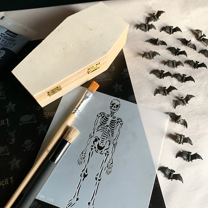 Skeleton Stencil Stencil1 Halloween Mini Coffin