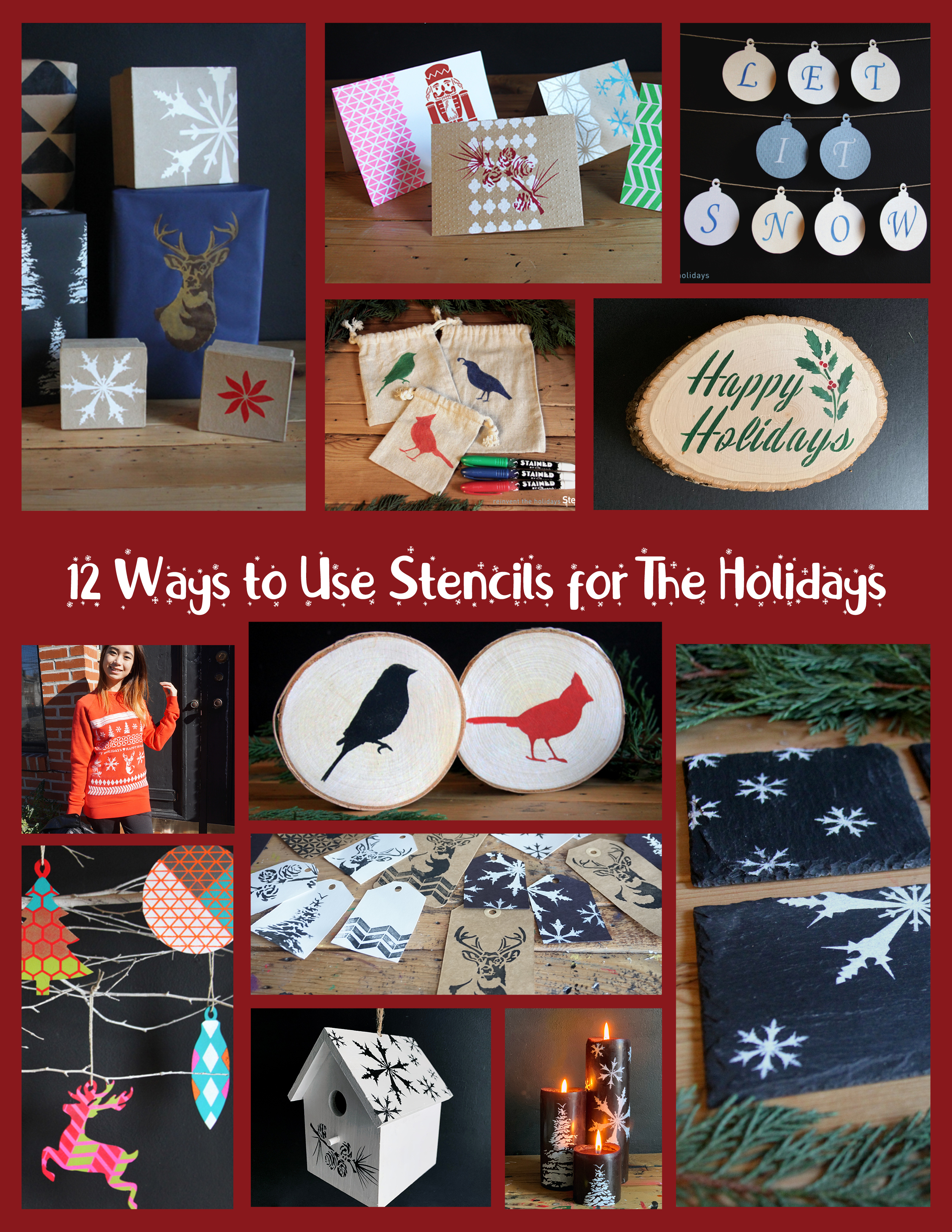 12 Ways to Use Stencils For the Holidays Collage