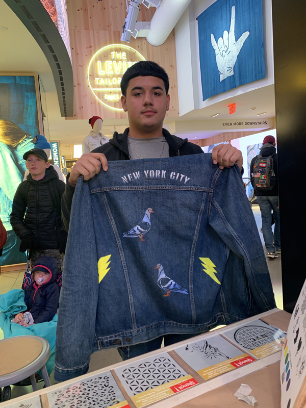 Stencil1 in Levi's Times Square Stencils Stenciled on Levi's Denim Jacket