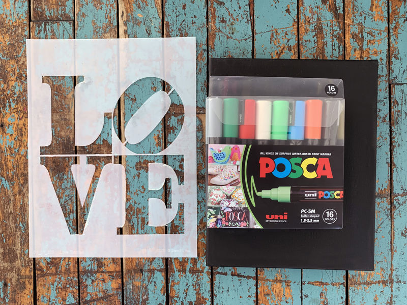 LOVE canvas art with Stencils