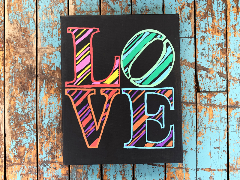 LOVE canvas art with Stencils