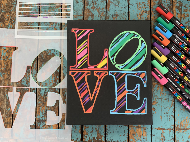 LOVE canvas art with Stencils