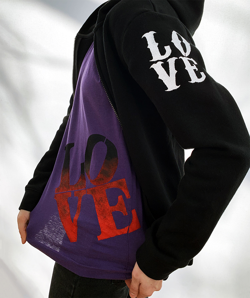 Love Stenciled Sweatshirt & T-shirt