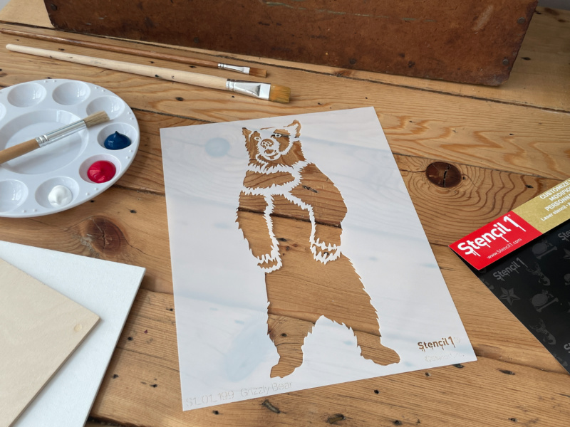 Grizzly Bear Stencil (8.5"x11") - Image 3