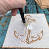 Anchor Stencil Small Applied on Cork Coaster