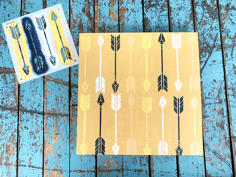 Stenciled Arrows Wood Panel Art