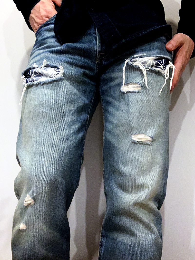 stenciled panel denim