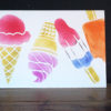 ice cream stencil set stenciled cards watercolor pencils