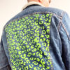 leopard repeat pattern stencil stenciled denim jacket