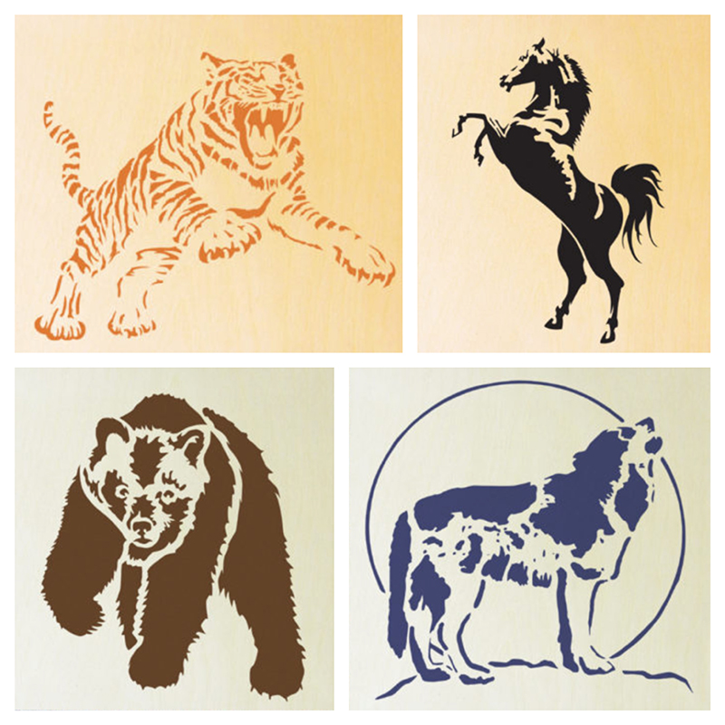 animals stencils collage