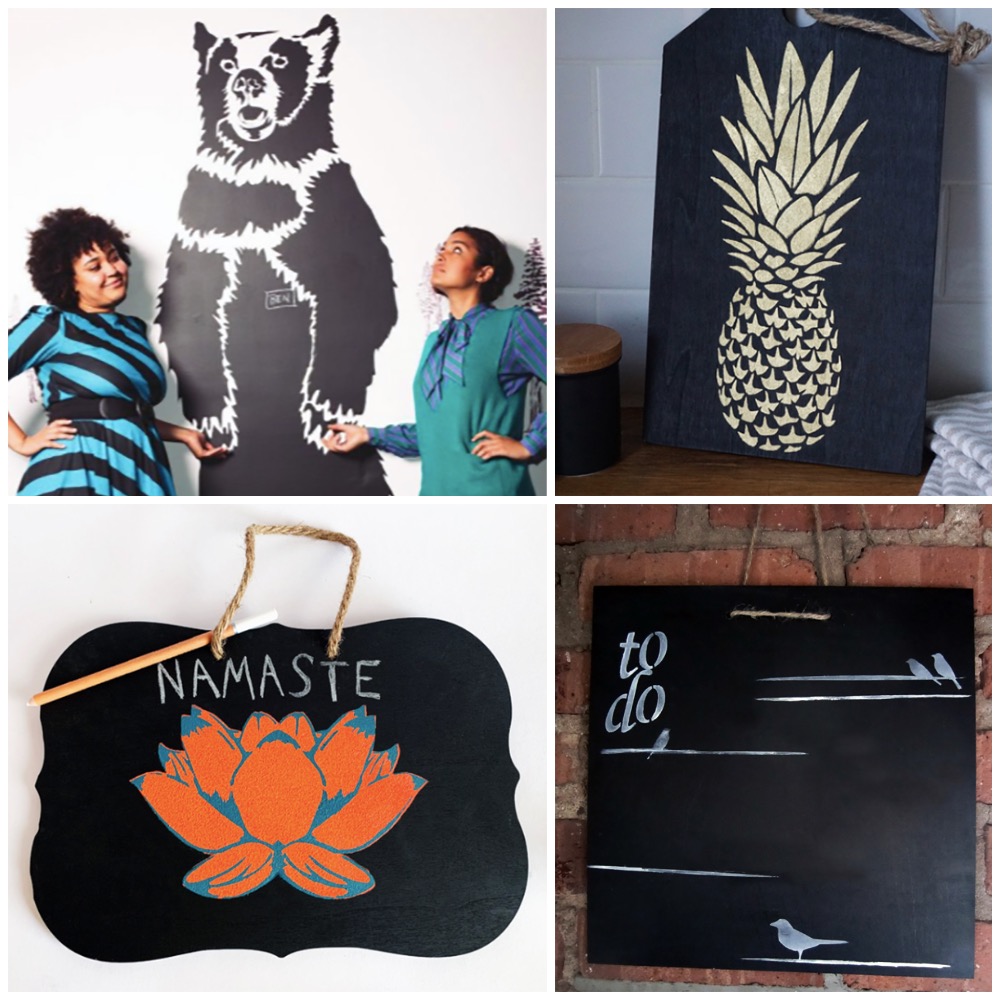 Collage Stenciled Chalkboards
