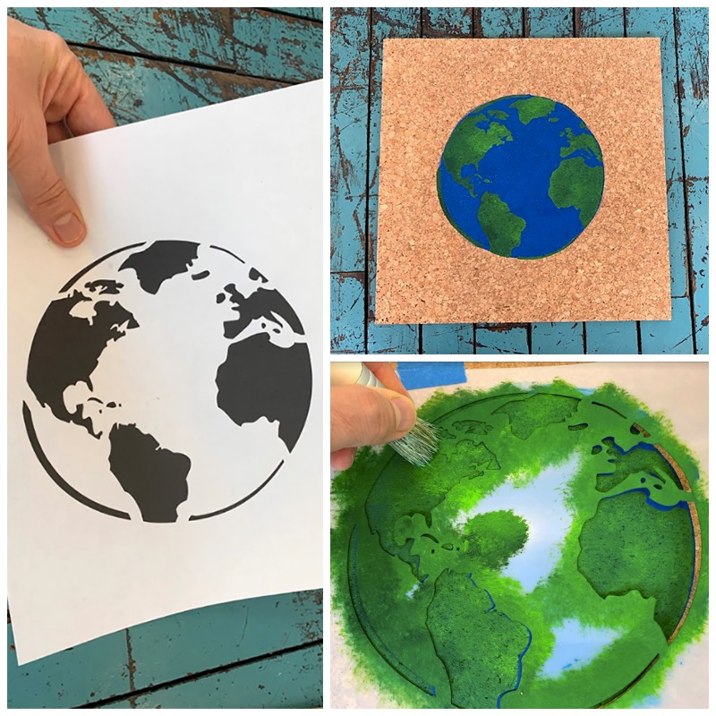 earth stencil collage