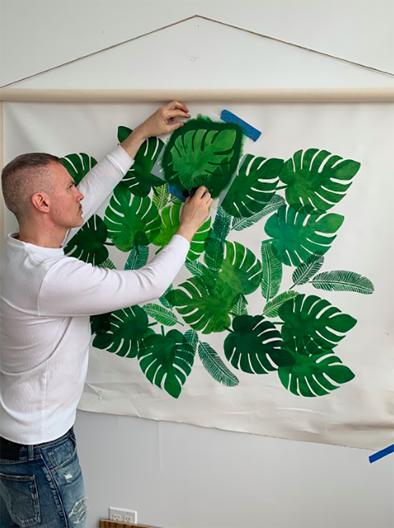 Stenciling canvas wallhanging 2-in-1 Monstera Tropical Leaf Stencil Palm Fronds Stencil