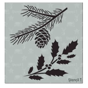 Holly and Evergreen Branches Stencil - Small (5.75" x 6")
