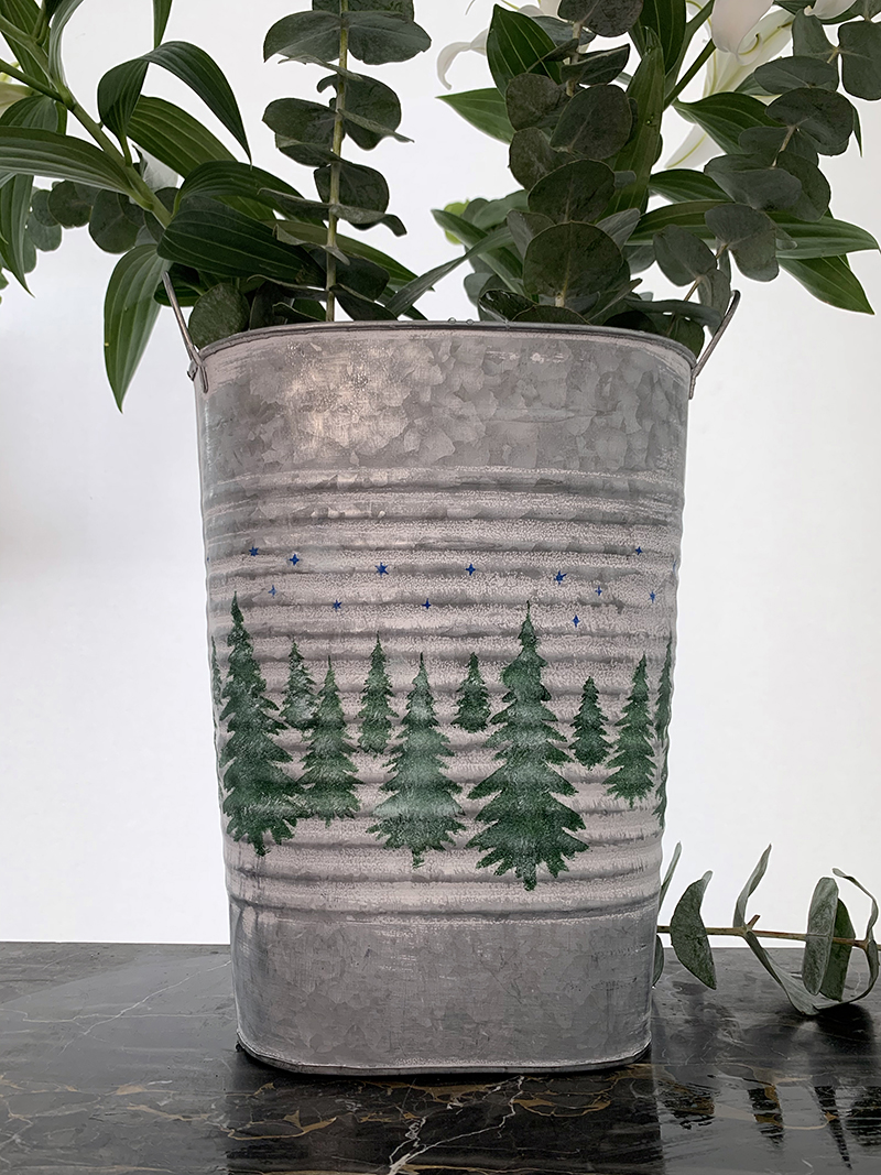 stenciled tin pail