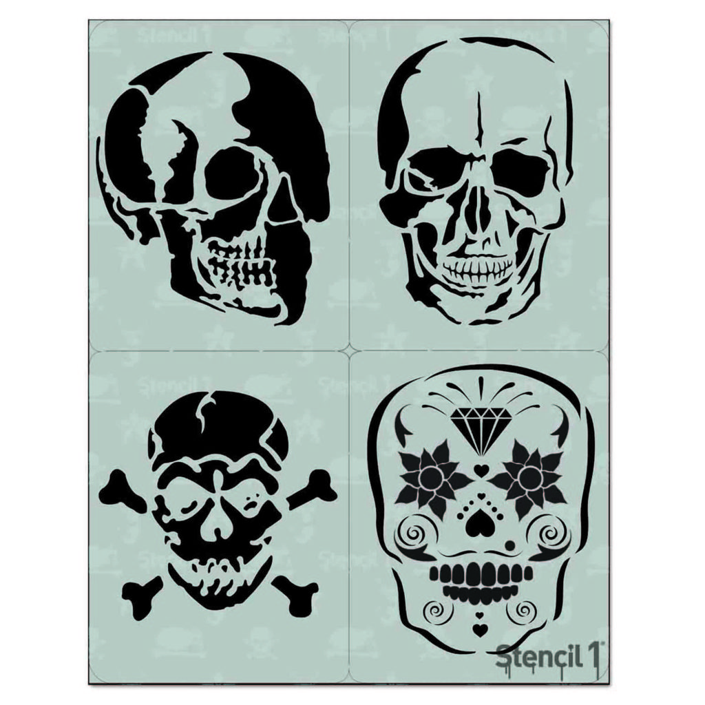 Skulls Stencils 4 Pack Stencil 1