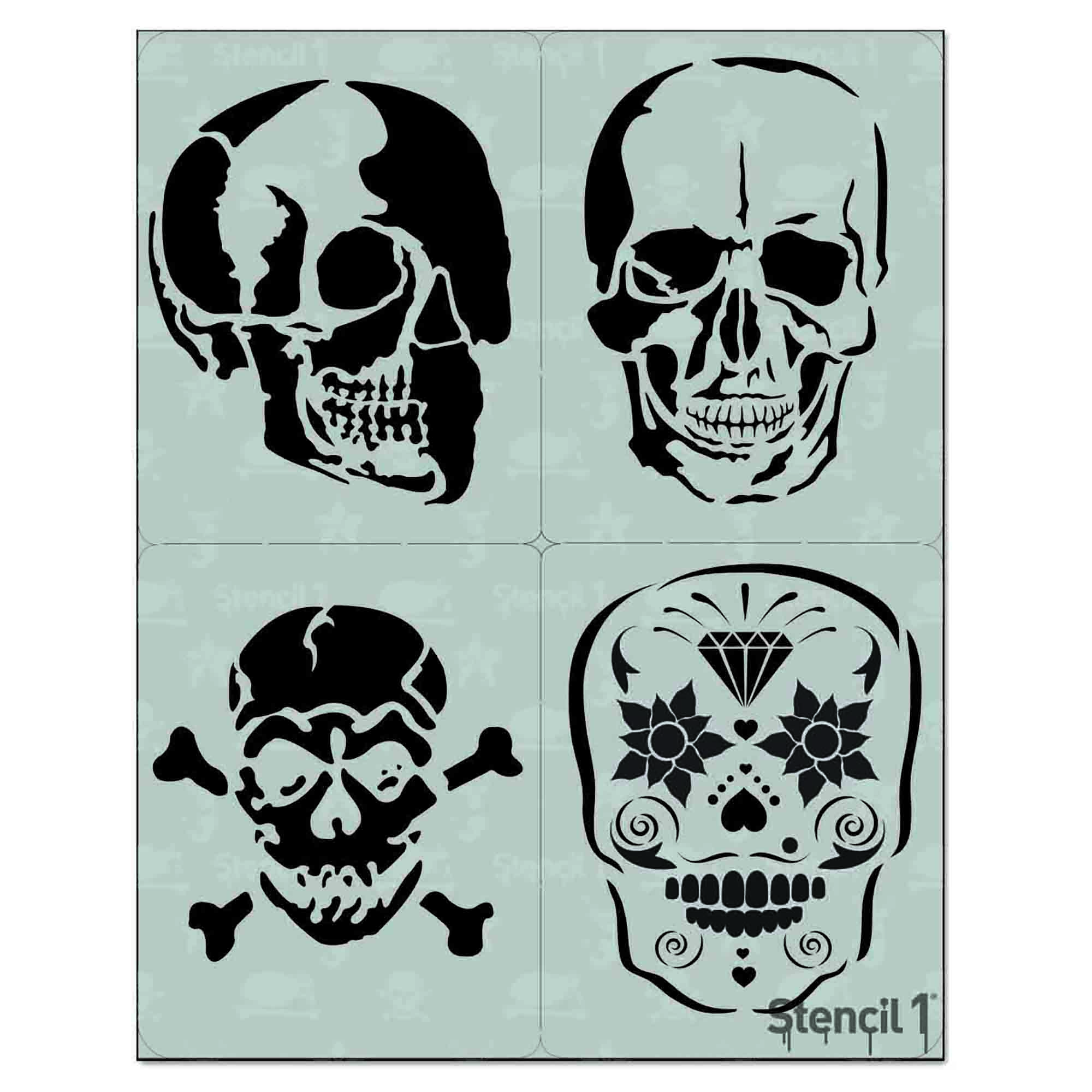 Skulls Stencils 4Pack Stencil 1