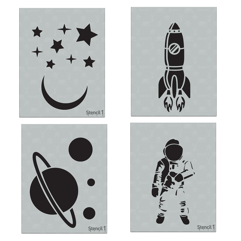 Space Theme 4-Pack Stencil Set (4 PC -8.5″x11″ each)