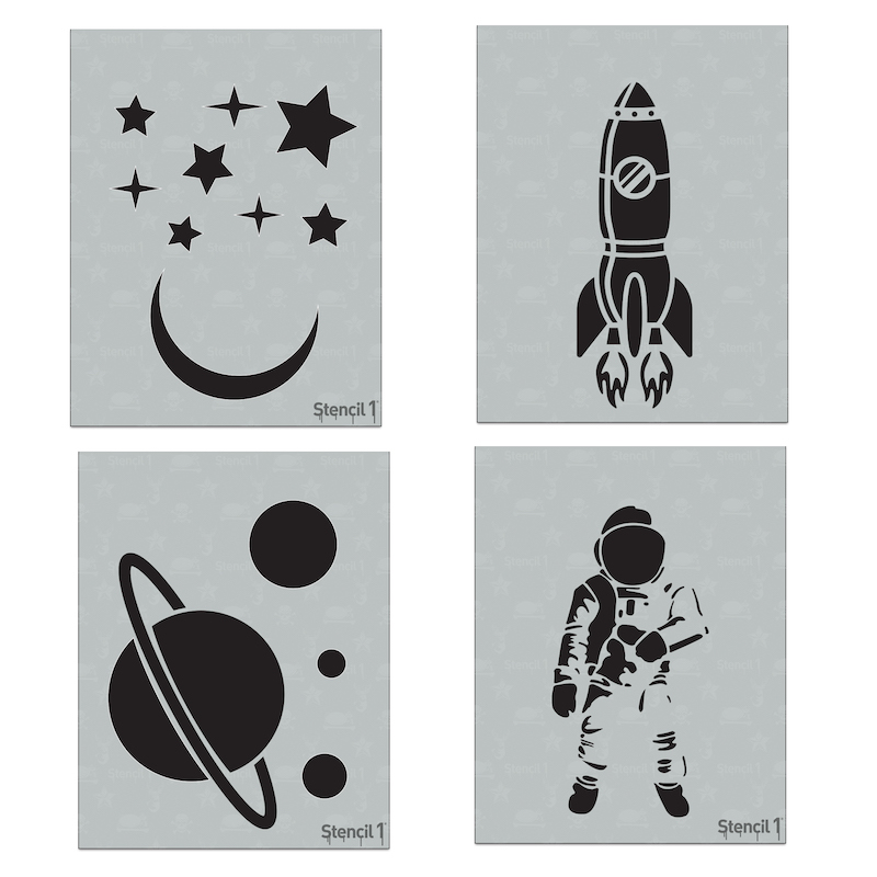Space Theme 4 Pack Stencil Set 4 PC 8 5 x11 Each Stencil 1 space-theme-4-pack-stencil-set-4-pc-8-5-x11-each-stencil-1