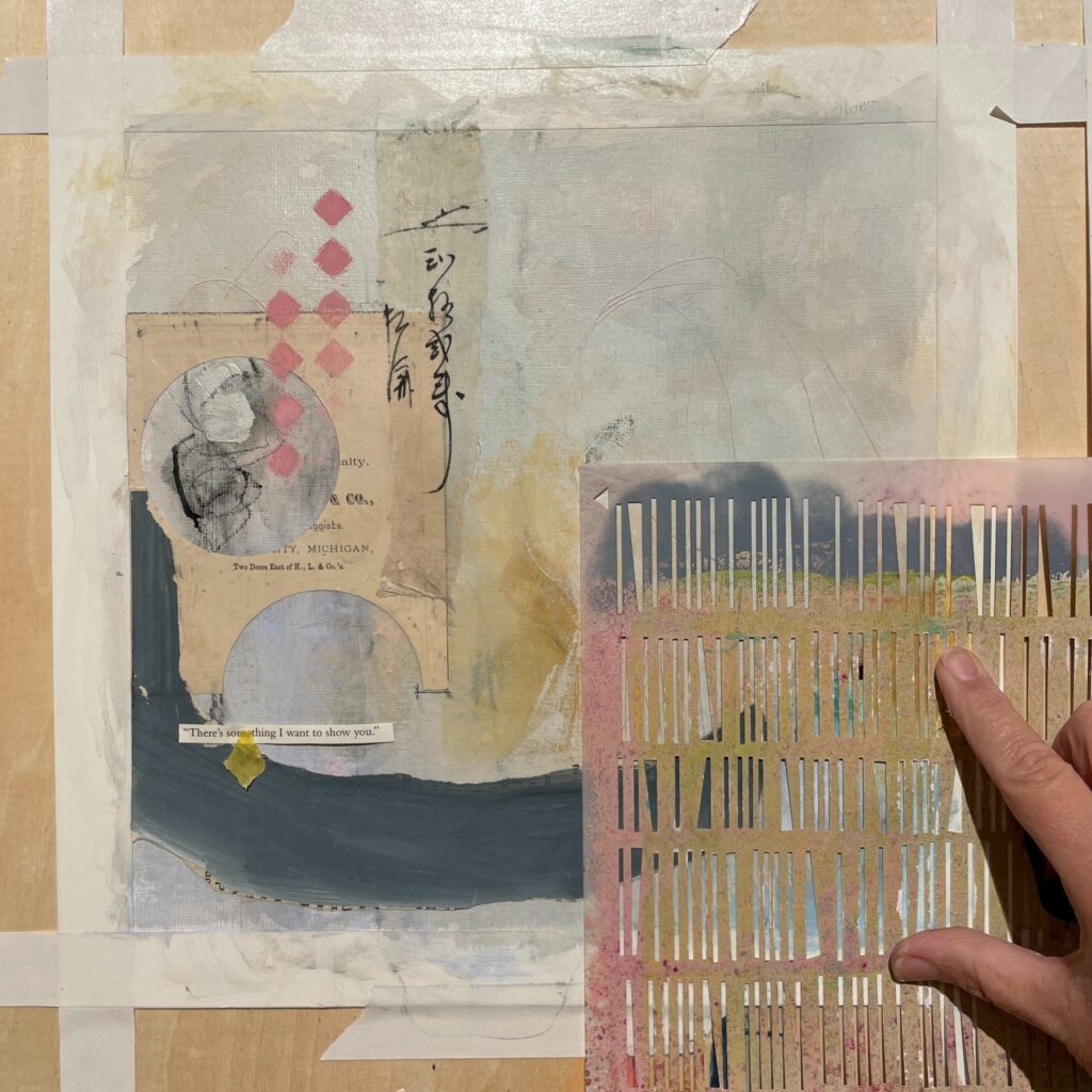 Thatched Stencil and Hand