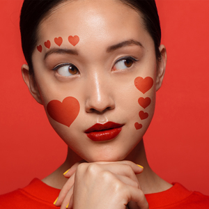 hearts stencil makeup