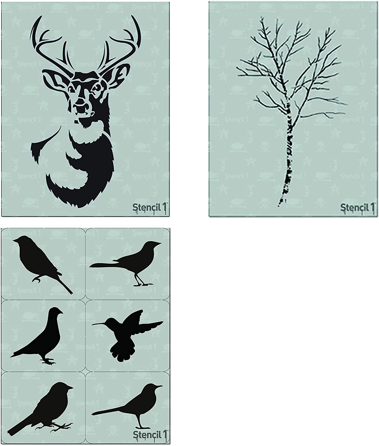 Reusable Autumn Trees Stencil Set (4 Pack) - Essential Stencil