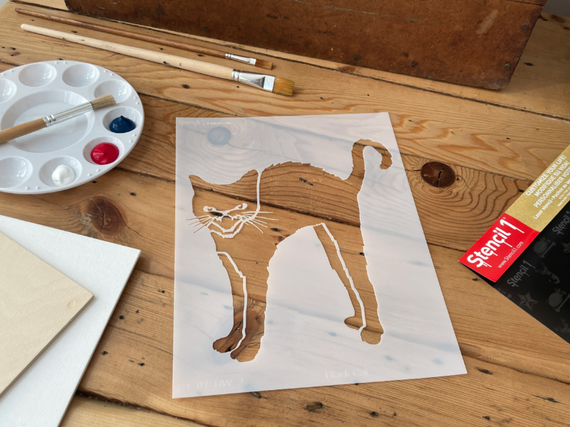 Black Cat Stencil (8.5"x11") - Image 3
