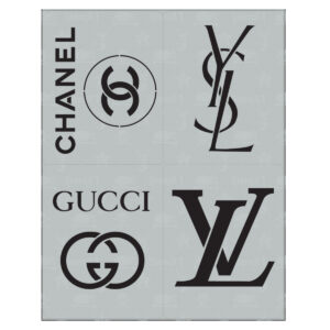 F* FASHION 4-PACK FASHION LOGOS STENCIL SMALL- all on one 8.5" x 11" sheet