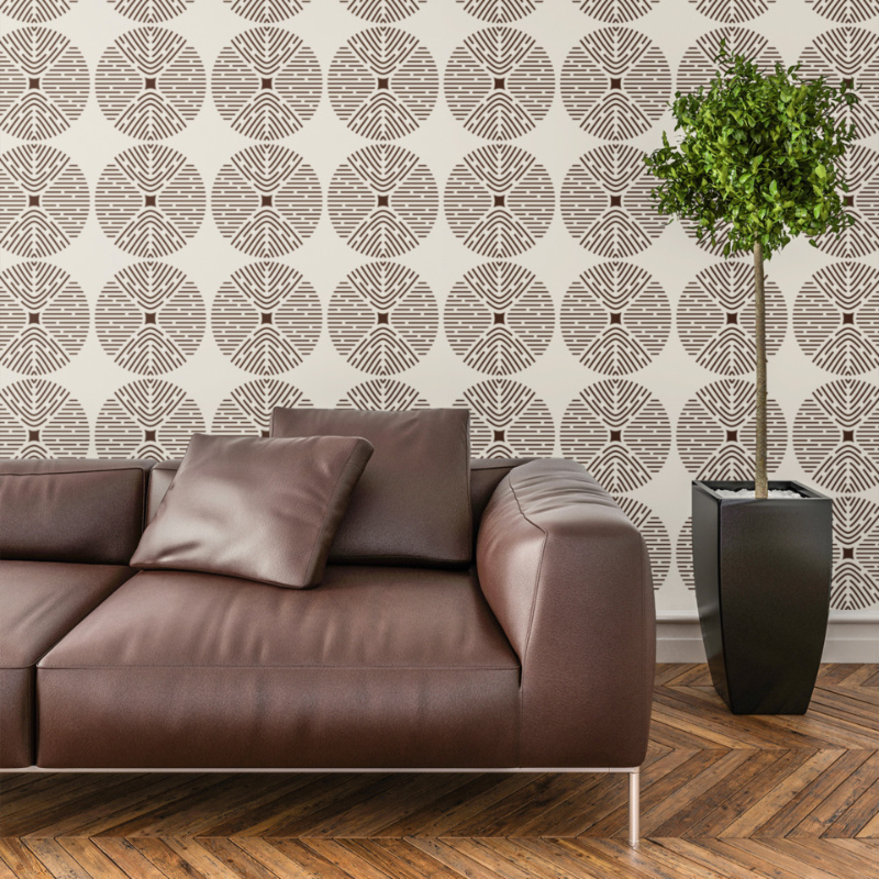 Round Shield 2 Repeat Pattern Wall Stencil - Image 2