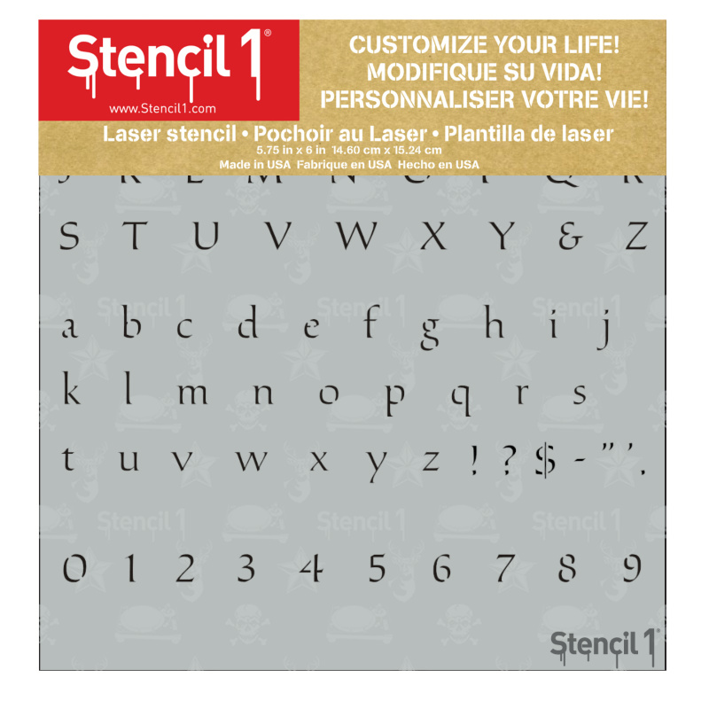 Small Serif Letter Stencil 1/4 Inch - Image 2