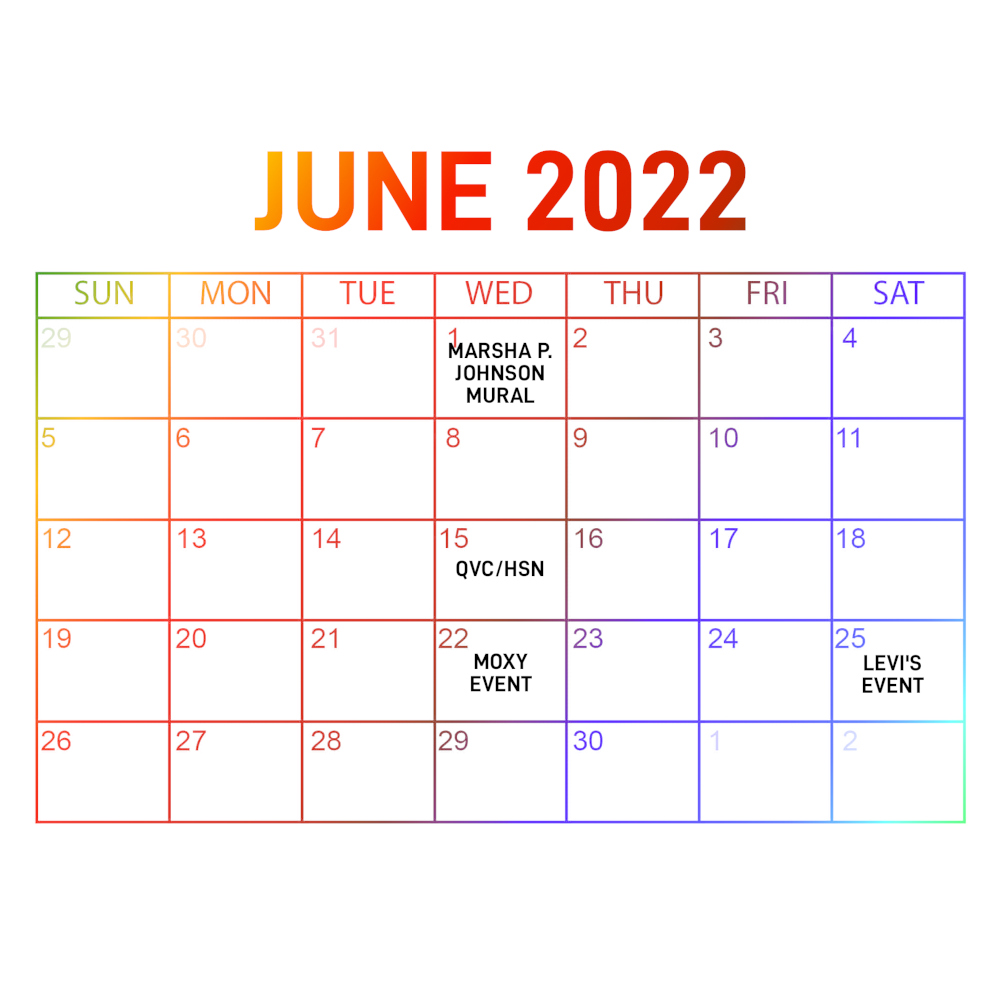 Editable June Calendar Printable Lgbt Pride Month Off
