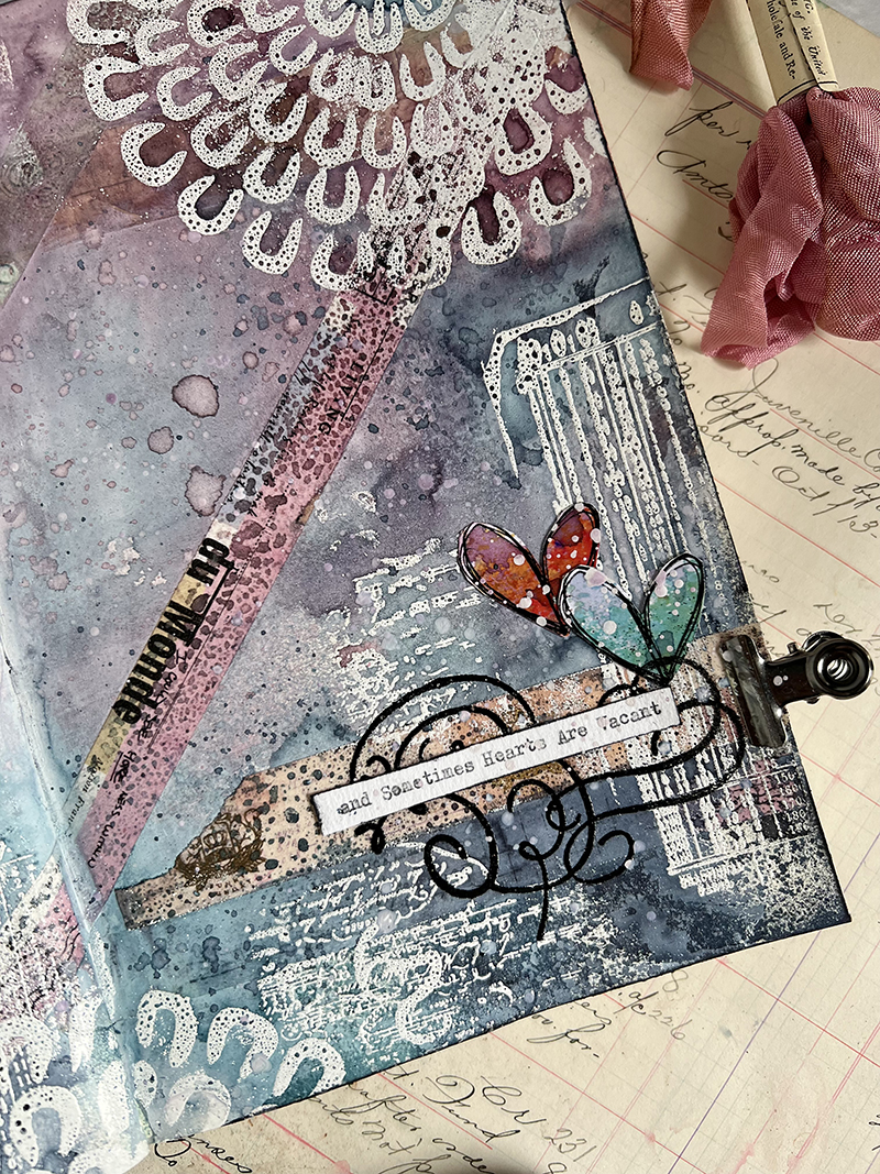 sugar skull stencil used in mixed media 