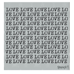 Love Typed Repeating Stencil (5.75"x6")