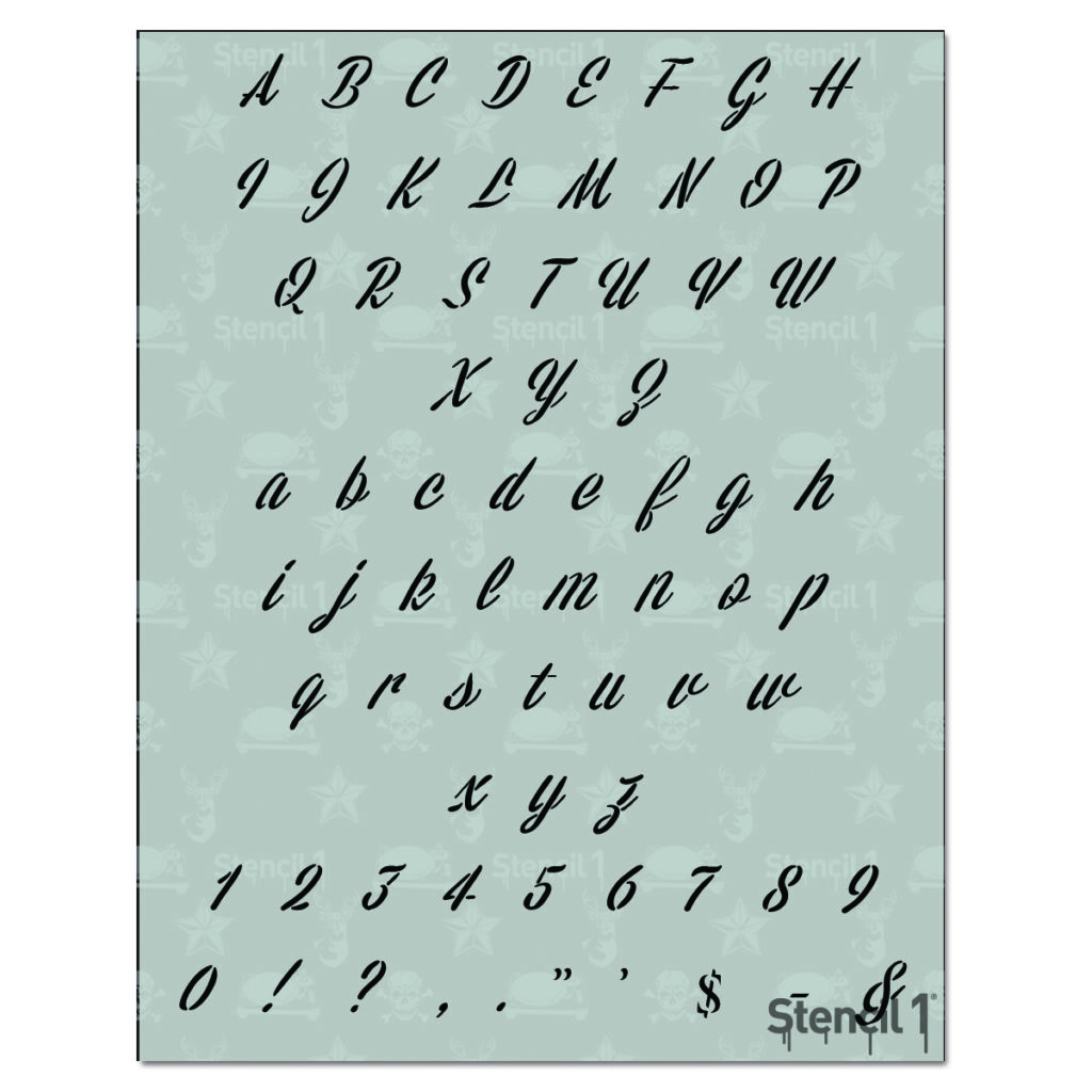 Script Letters Numbers Stencil 1/2 Inch | Stencil 1