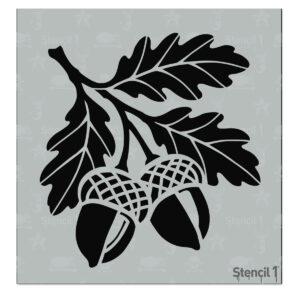 Oak Leaves Branch Acorns Stencil - Small (5.75" x 6")