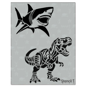 Shark Dinosaur Stencil 2 pack (8.5″ x 11″)
