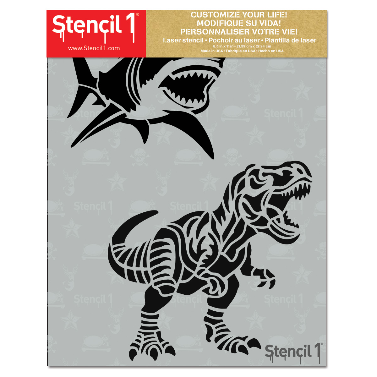 Shark Dinosaur Stencil 2 pack (8.5" x 11") - Image 5